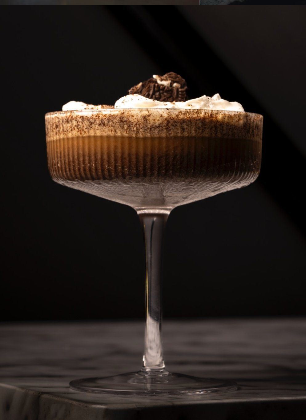 Espresso cocktail in coupe glass at Cherryfish, Pacific Beach San Diego